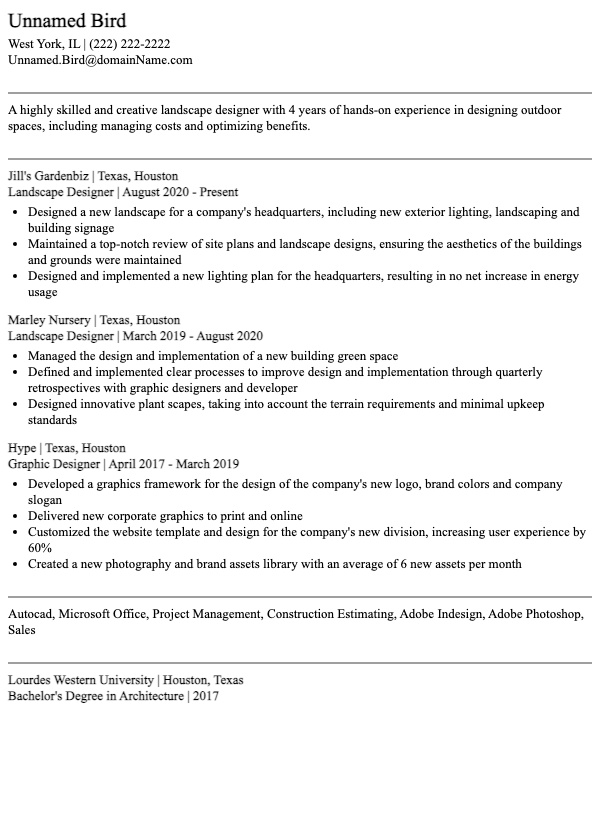 Designer Resumes Resume Samples All Experience Levels