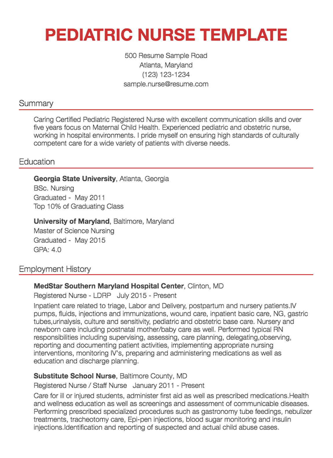 word format nurse resume template